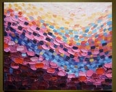 Abstract Oil Painting Original Impasto Palette Knife fine thick textured art on Canvas Ready to Hang by Qujun 16"x20"