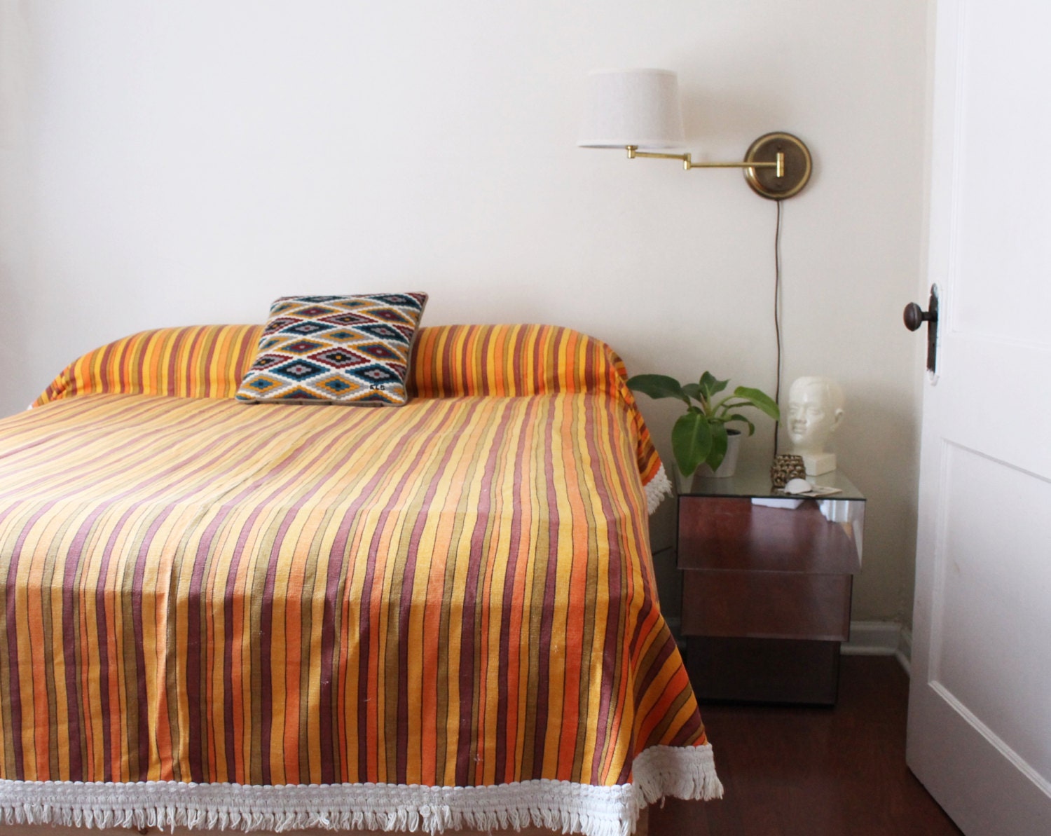 Retro Stripped Coverlet - Mod Blanket, Bedding