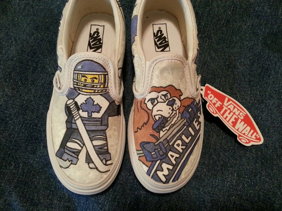 Hand-painted Lego Marlies on Vans shoes