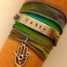 Faith Hand Stamped Silk Wrap Bracelet with Hamsa Charm