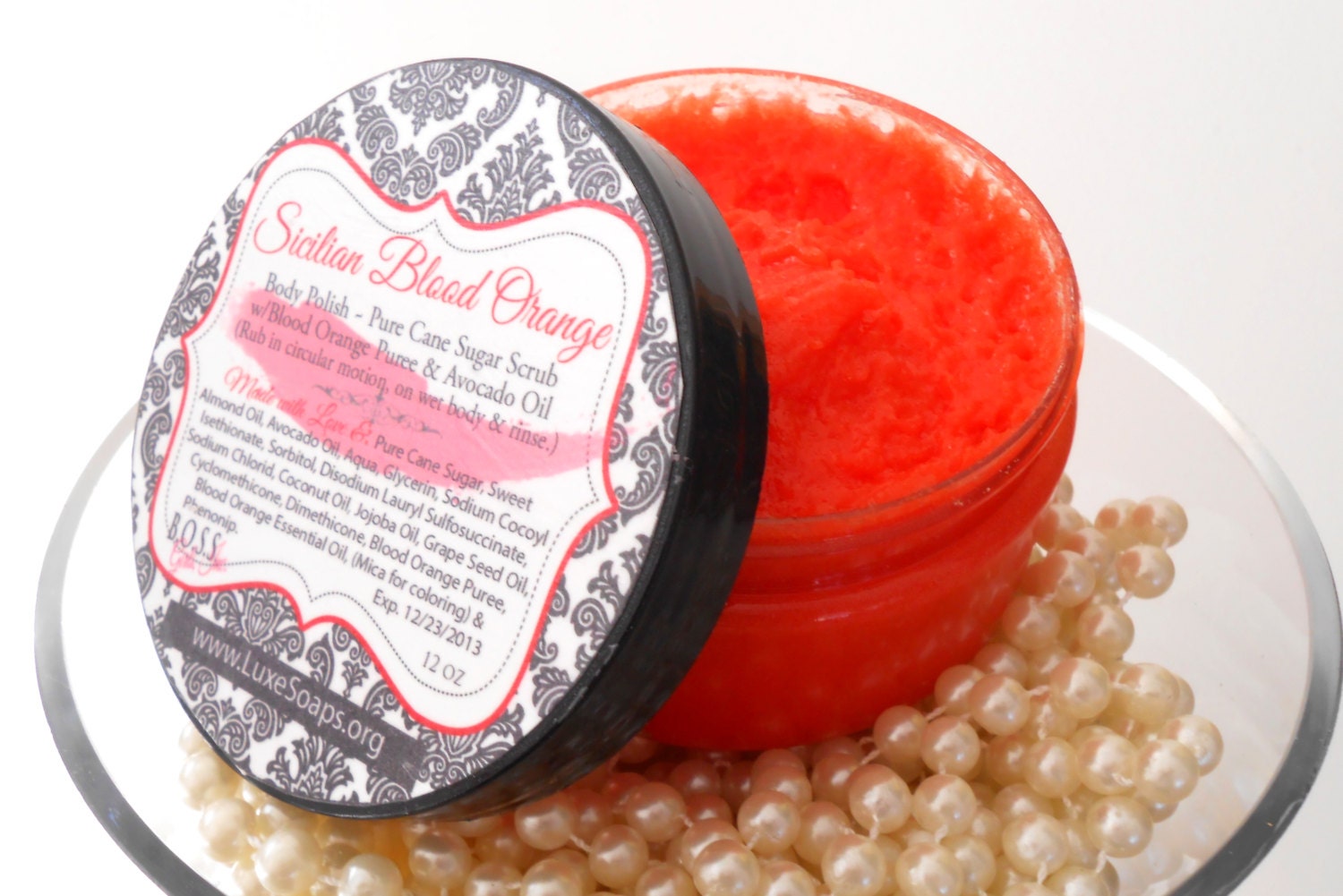 Sicilian Blood Orange Sugar Scrub - Body Polish Natural Emulsifying Sugar Scrub - With Blood Orange Puree & Essential Oil 12 oz.