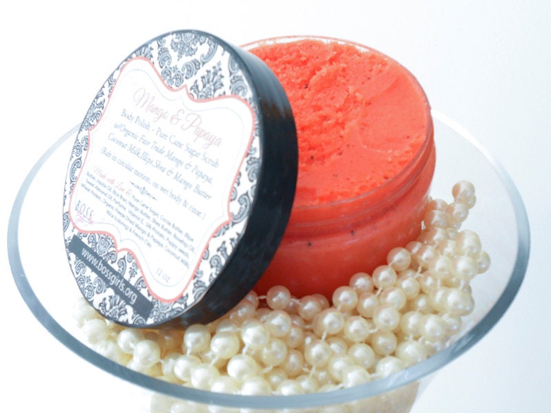 Mango & Papaya Sugar Scrub with Coconut Milk and Mango Butter - 12 oz Body Polish