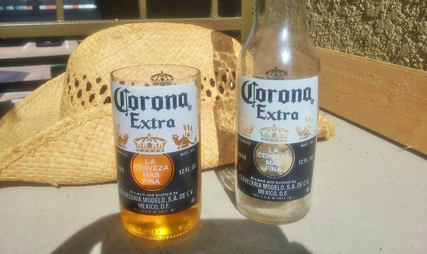 Glasses made from Upcycled Corona Beer Bottles set of 2