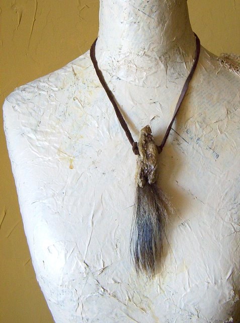 Handmade jewelry, necklace primitive desert talisman amulet  pendant, wood (mass), boar hair, wearable art, OOAK, unique, earthy, ethnic