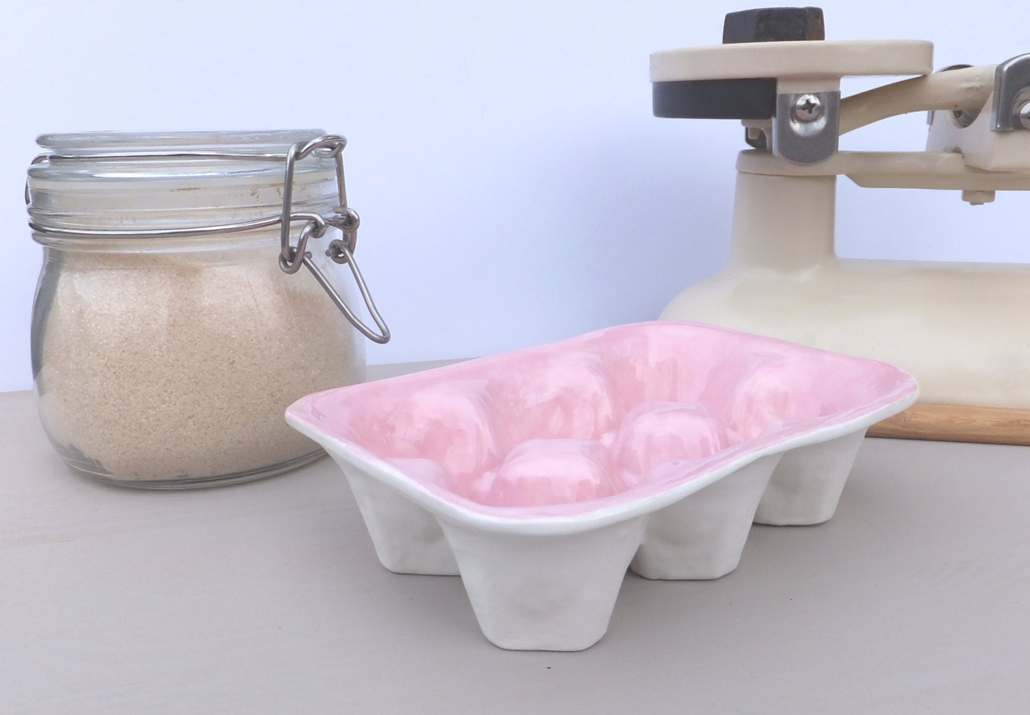 Two tone egg box, egg tray carton crate pink and white baking kitchenware pink kitchen accessories