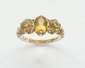 Lovely Antique Victorian Citrine Stacking Gold Ring 9ct