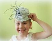 Enter Wonderland white, silver, & black mini top hat fascinator headband-  girl or woman tea party, wedding headpiece, prom, derby, garden
