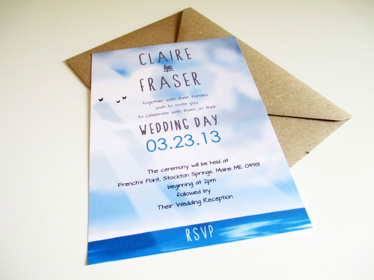 PRINTABLE 5"x7" Maine New England Nautical Destination Wedding Invitation