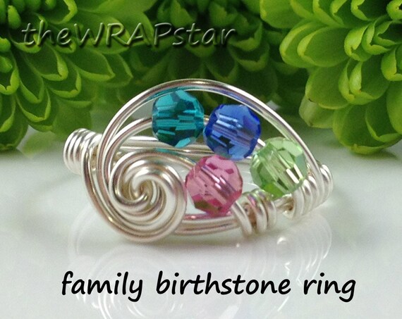 Personalized Mothers Ring Gift for Mom Family Ring Mothers Ring Personalized Jewelry Wire Wrapped Jewelry Handmade Gift for Mom ITEM0352