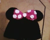 Minnie Mickey Mouse Crochet Hat with Pink Bow Adult Baby Infant Disney Inspired 