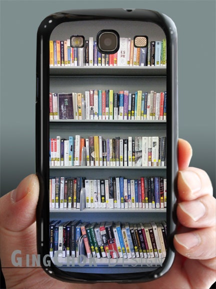 Bookshelf photo Samsung galaxy s3 case, Samsung galaxy s3 phone case for Samsung S3. black phone case.