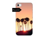 iphone case, sunset photography, sky photography, red pink orange peach sky, palm tree silhouette, california, sunlight sunshine