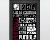 Football Art, Football Terms, Football, Game Room, Man Cave, Art, Digital Download, Printable