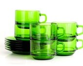 Durax: 12-piece set of green-coloured cups and saucers