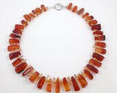Chunky Carnelian and Citrine necklace - semi precious stones - orange and yellow statement necklace