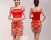 Art no. BM1014 (The Oriental Silk/Rayon Luxury Modern Cheongsam, Sexy Mini Dress)