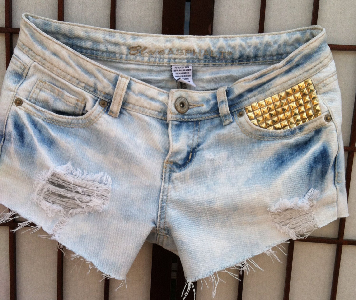 Bleached Shorts with Studs