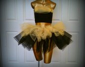Adult tutu, womens bumble bee tutu, bumble bee costume, yellow and black, rave raver outfit, EDC outfit