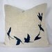 Bird Pillow Cushion Swallow Silhouette Linen Screen Print