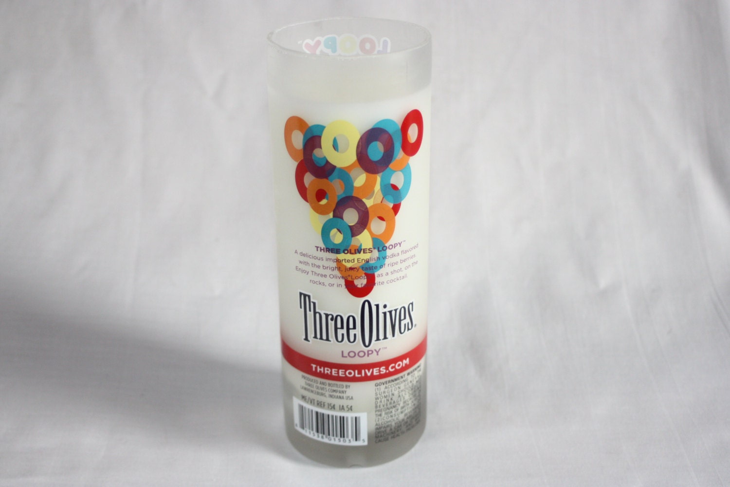 Recycled Liquor Bottle - Three Olives - Loppy - Candle - Custom Made