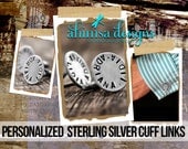 FATHER'S DAY: Personalized Custom Hand Stamped Sterling Silver Cuff Links Perfect for Him, Valentines, Wedding, Groomsman, Dad, Grandpa, Guy