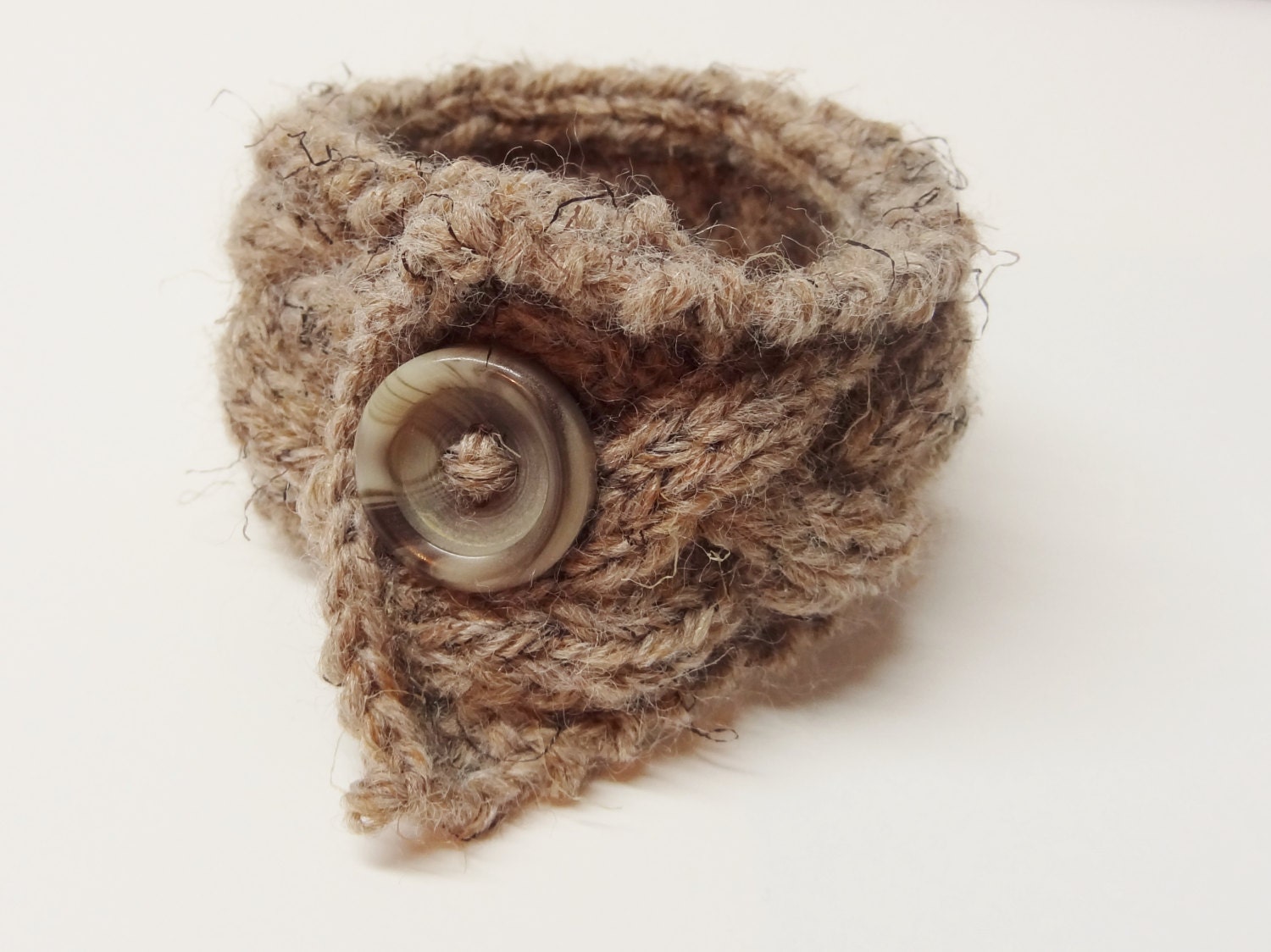 Cabled Bracelet in browns Knitted Yarn Bracelet