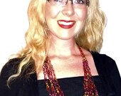 Ladder Ribbon Necklace in Sunset Handmade Crocheted Unique Jewellery Womens Gift for Her