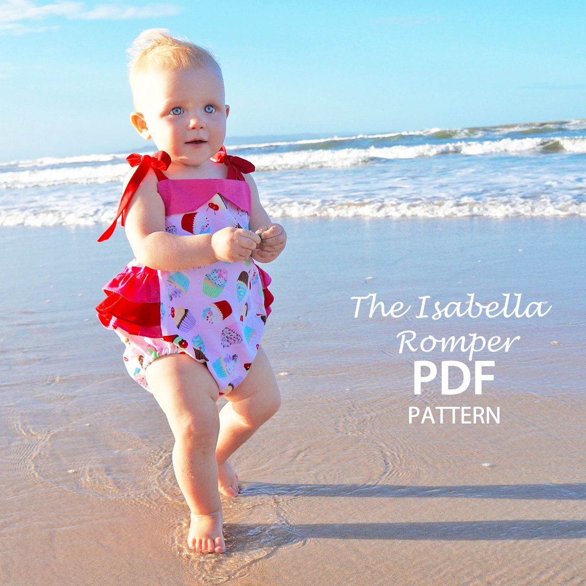 Baby sewing pattern for romper sunsuit, PDF Romper sewing pattern for baby girls toddler newborn, Easy, Instant Download, Isabella Romper