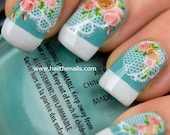 Vintage Rose & Lace  Nail Art Water Transfer Decal YD007