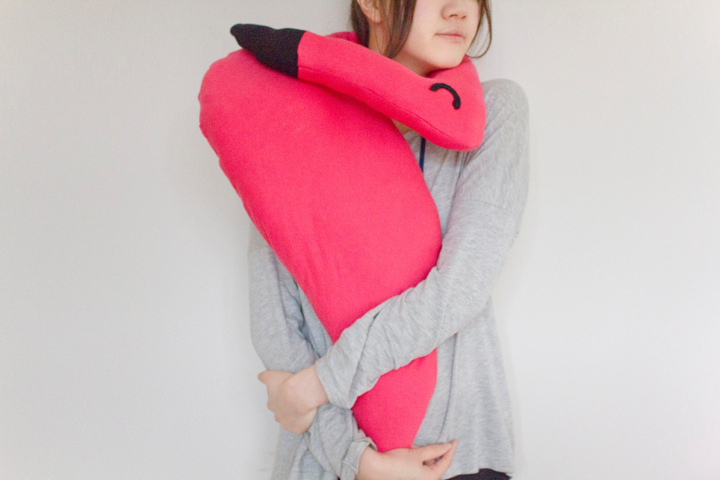 Handmade Pink Tropical Flamingo Neck Cushion