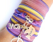 Bracelet,Peace Love Silk wrap bracelet,Bohemian Jewelry,Peace on Earth Dove jewelry,Hippie,Boho chic bracelet,Birthday Unique gift for her