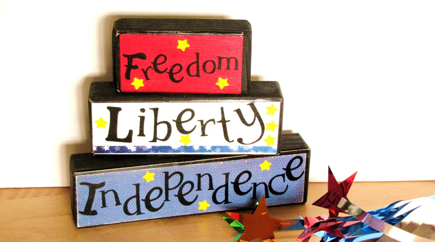 wooden blocks- Freedoom Liberty and Independence
