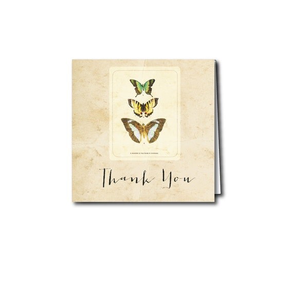 Vintage Rustic Butterfly DIY Printable Thank You Card Il_570xn