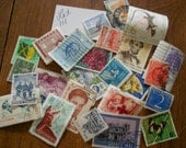 25 Assorted Colorful Canceled Stamps - non USA - 70's and earlier - Lot 111 - DJGStuff