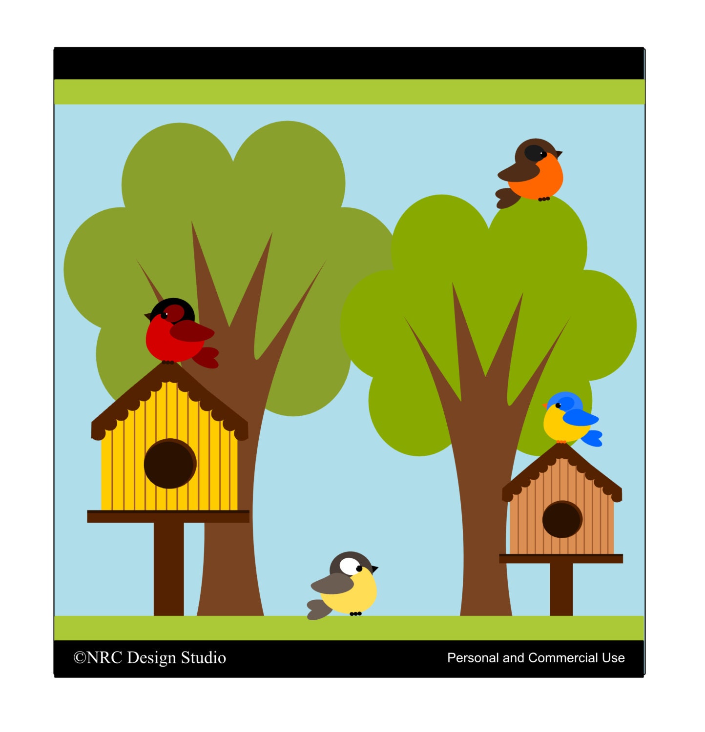 Spring Birds Clip Art Graphics - Digital Clipart Commercial Use - Instant Download Il_170x135