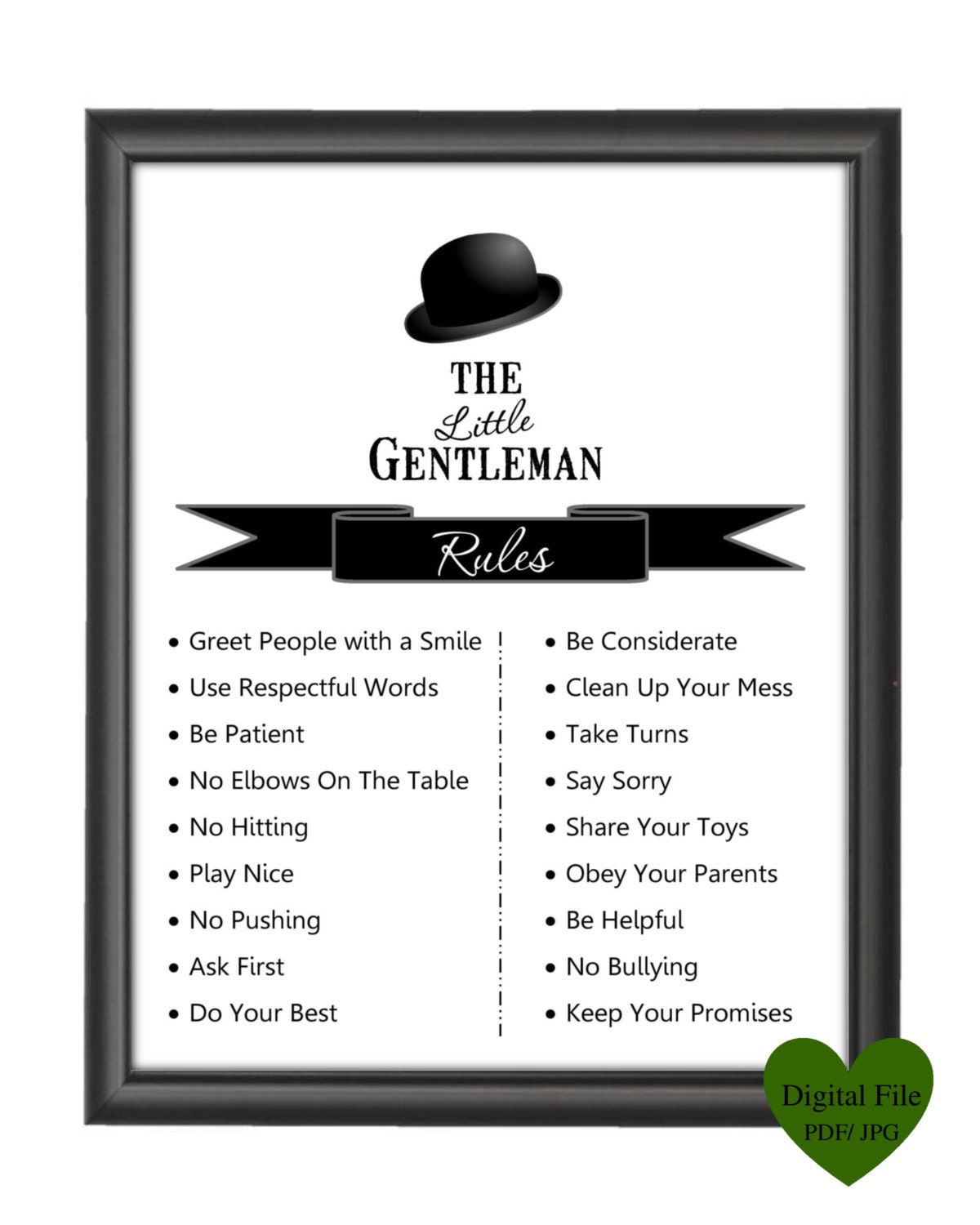 CLOSEOUT SALE Printable (JPG) The Little Gentleman Rules Wall Print. No. 103b Il_570xn
