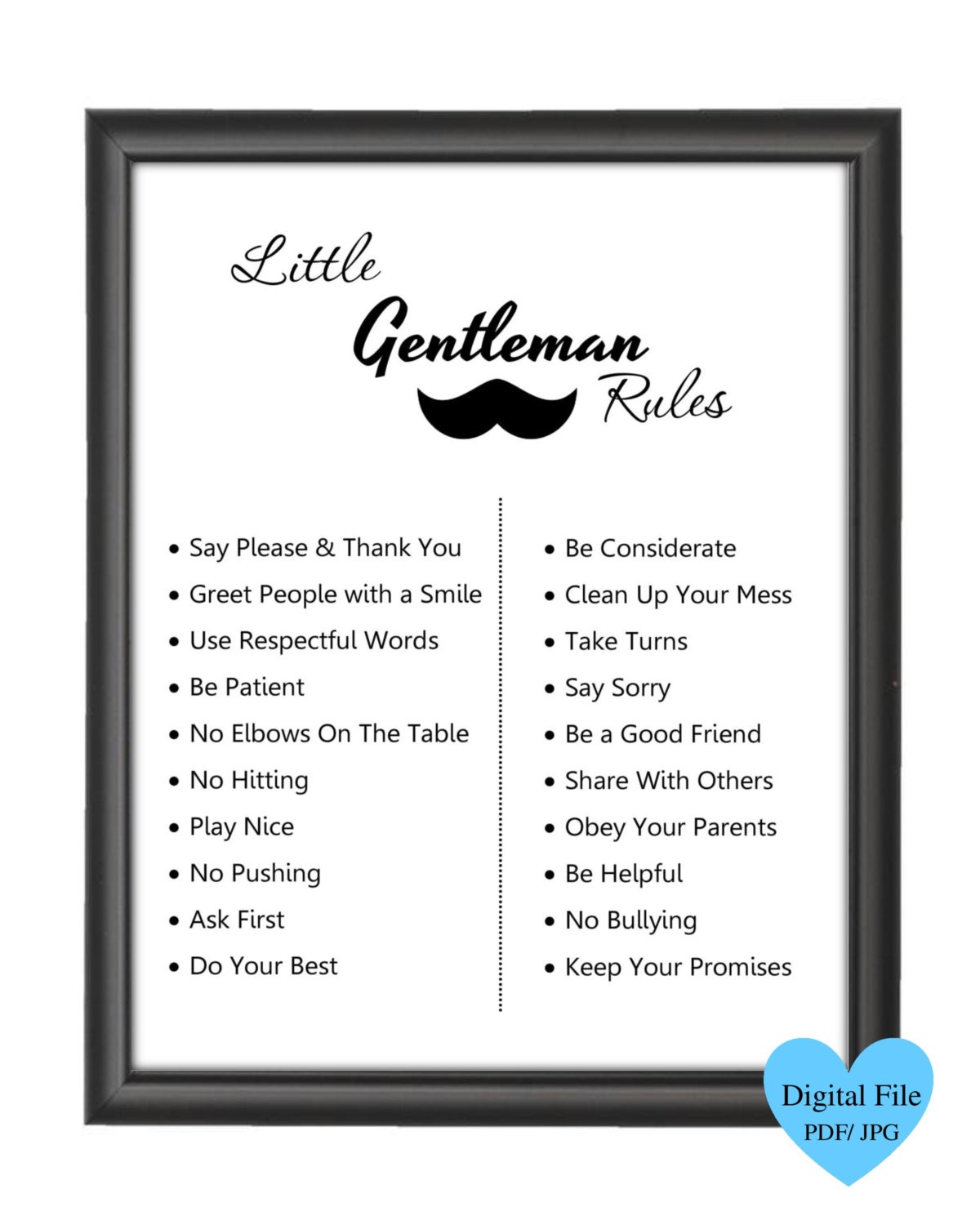 CLOSEOUT SALE Printable (JPG) Little Gentleman Rules Print. No. 163 Il_570xn