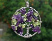 Sterling Silver Tree of Life Pendant - Amethyst, Peridot Tree of Life - Sterling Silver Tree Pendant - Wire Wrapped Tree of Life