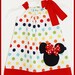Super Cute Rainbow dot Minnie Mouse applique Dress