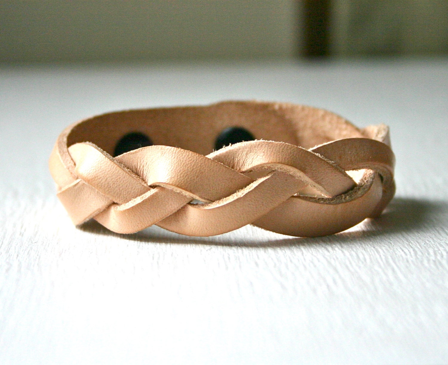 Snap adjustable braided leather bracelet - mystery braid