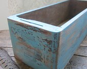 Turquoise Wood Sewing Drawer  Vintage Storage organization home decor Industrial Cottage Shabby Rustic Farmhouse