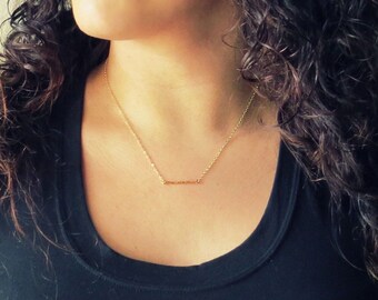 Gold Bar Necklace, Simple Modern Gold Bar on Thin Gold Chain, Kardashian Necklace, Gold Necklace, Tube necklace, Simple tube