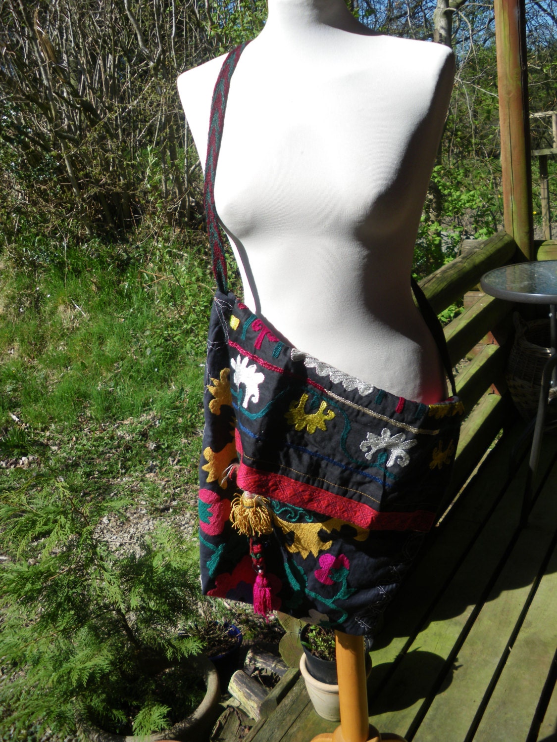 Shoulder bag from Antique Suzani fabric - stunning