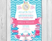 Alice in Wonderland Inspired Birthday Party Invitation - DIY - Printable