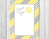 Thank You Note - You Are My Sunshine Theme - Grey and Yellow - DIY - Printable Il_170x135