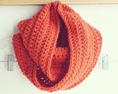 Sale -price's already reduced- Cozy and warm crochet  infinity scarf - pumpkin orange - handmade - chunky scarf - winter fashion accessory