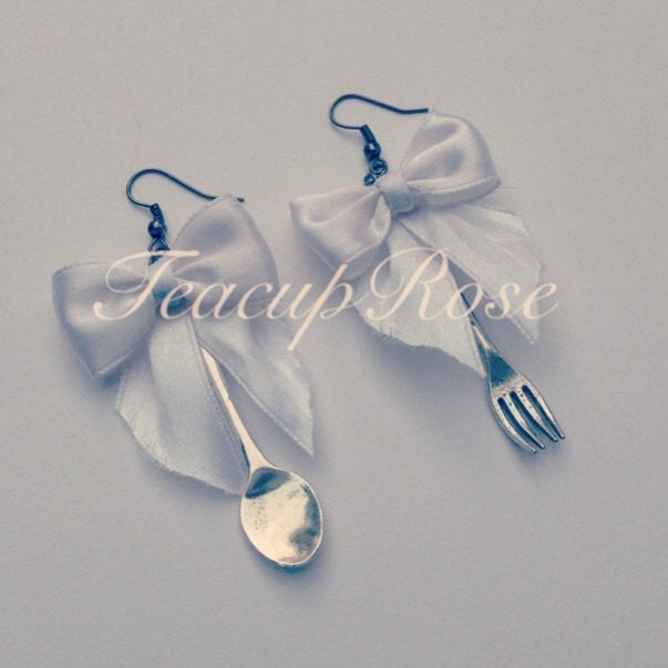 Spoon and Fork Bow Earrings
