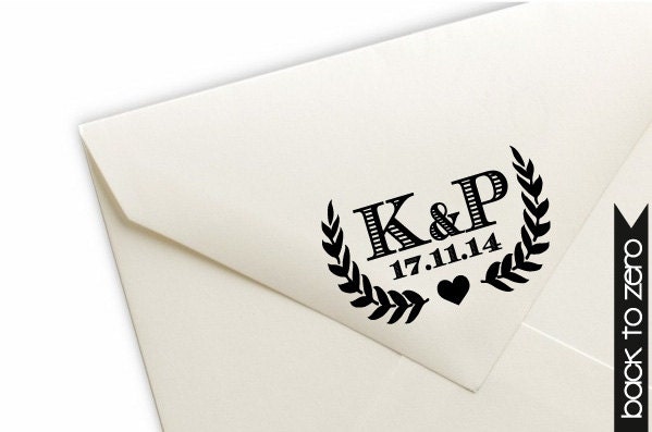 Custom Pre-Inked Save the Date Stamp - Wreath Heart x 1