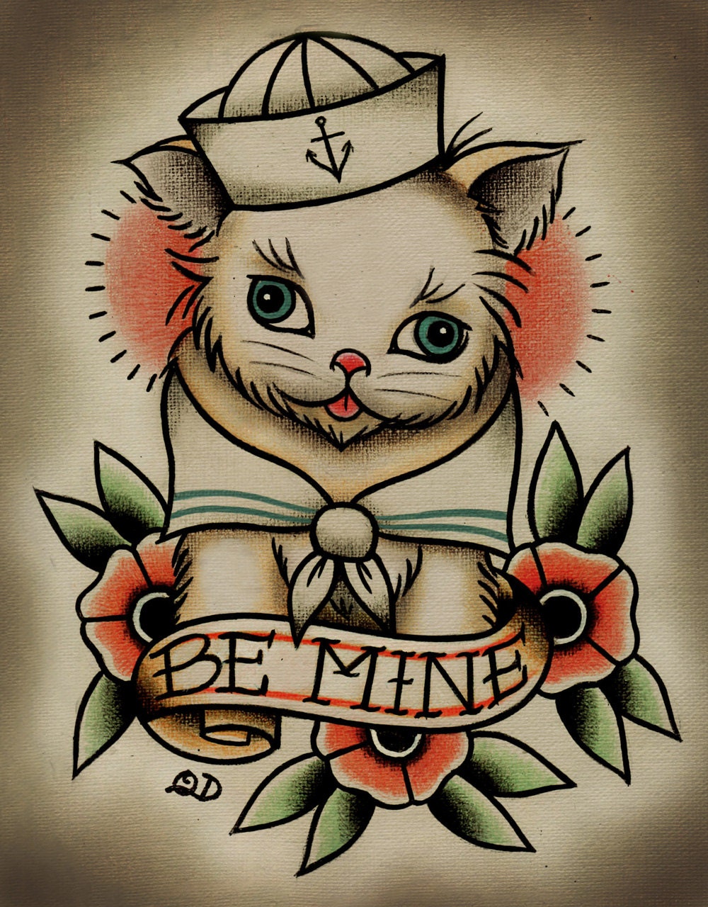 8x10 Tattoo Print -  Be Mine Kitten