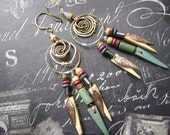 Southwest- Patina Dangle Earrings-Copper-Ethnic Jewelry- Rustic- Tribal